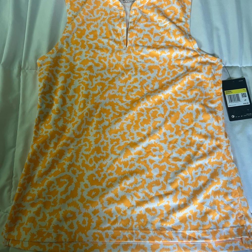 Nike Dri-FIT Orange and White Patterned Top